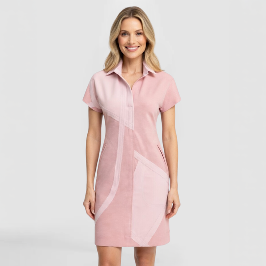 The Shernett No. 5 is the first release from SWABY's name sake Shirt Dress Capsule Collection. Shown here in blush color on a fashion model, the Chicago Fashion Designer describes this dress as "This is what I wear to work when I need to be polished but comfortable."