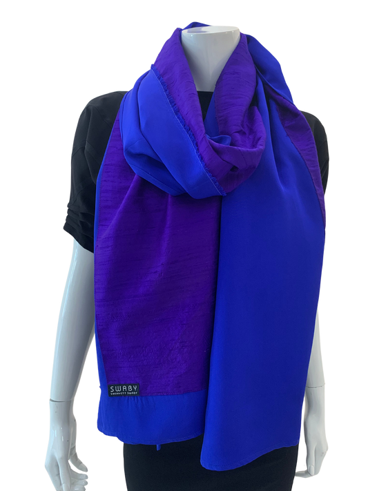 Raw silk block scarf